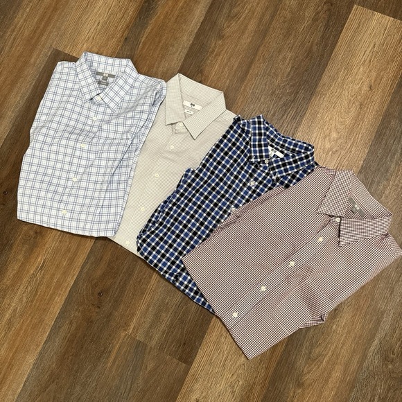 Uniqlo 4 Pc Lot Men's Button Up Shirts Sz XL Multicolor Plaid Regular And Slim F